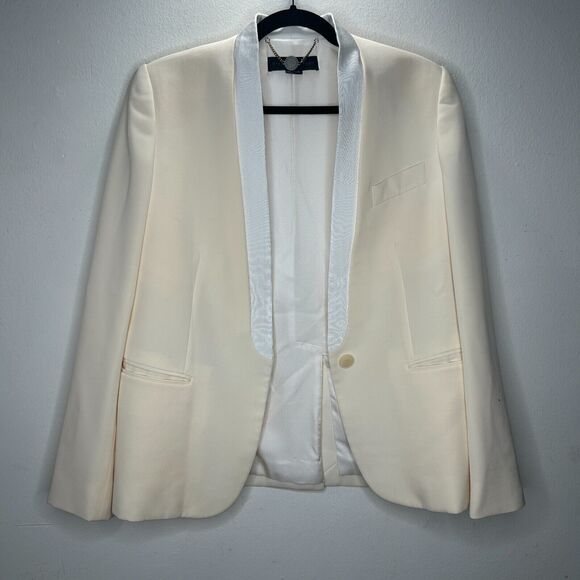 Stella McCartney Cream with White Lapel 1-Button Breast Pocket Blazer 42 / 12 - Picture 13 of 13